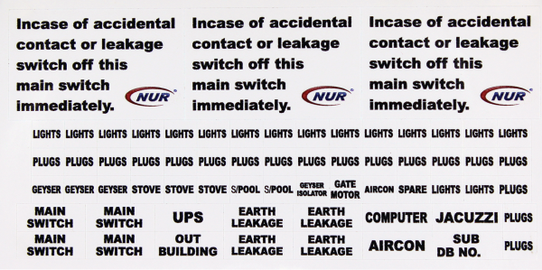 Distribution Board Label Sheet