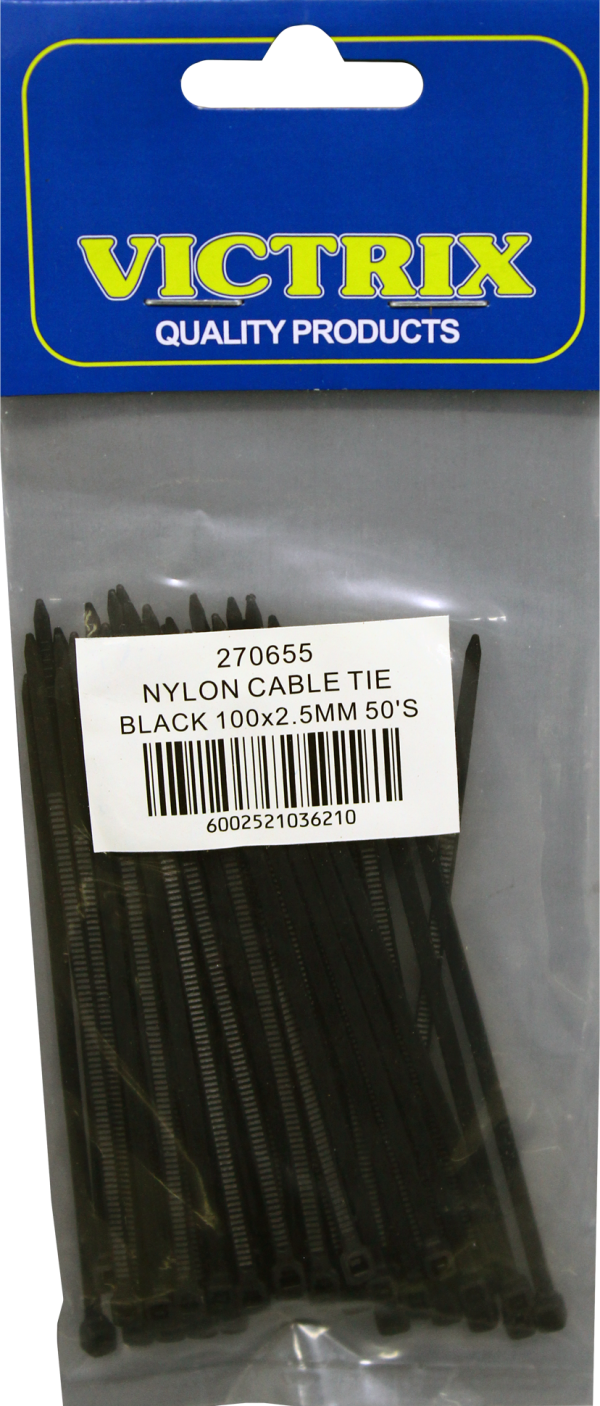 Cable Ties Black Victrix Header Card